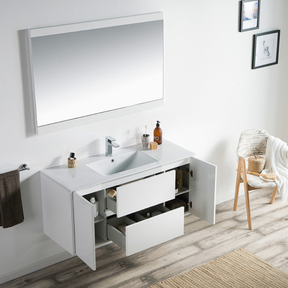 Blossom Valencia 48" Vanity Set, Glossy White, No Mirror, Single