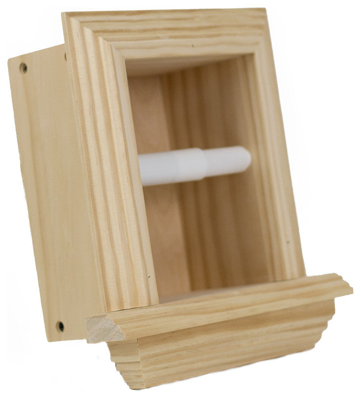 Tampa Recessed Solid Wood Toilet Paper Holder 7 x 8.5, Unfinished