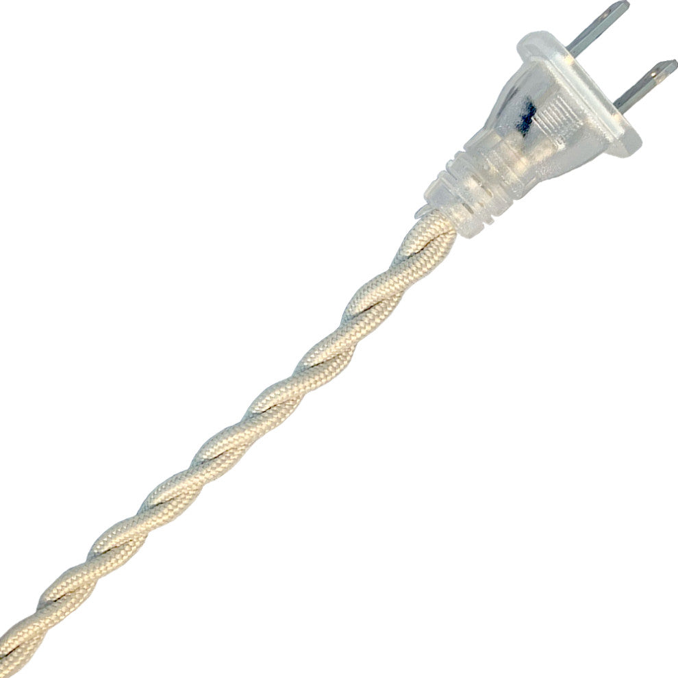 Twisted Rayon Lamp Cord With NEMA-15P Plug, Stripped Ends Ready for Wi