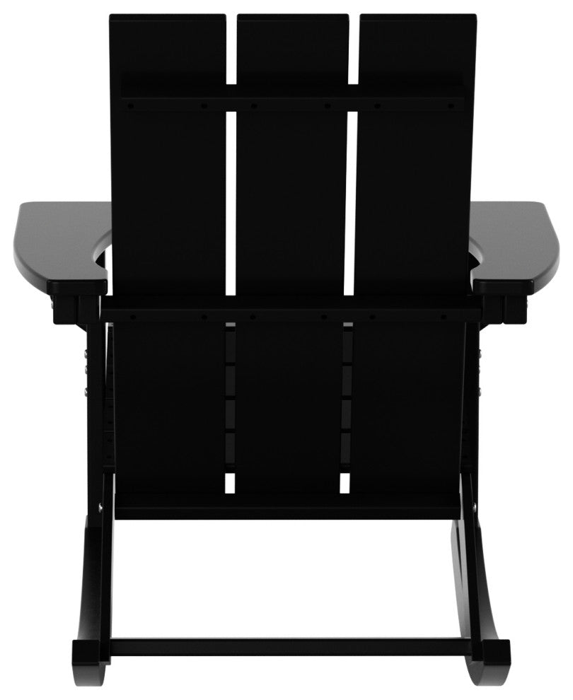 WestinTrends 4PC Modern Adirondack Outdoor Rocking Chair Set, Porch Rockers, Black