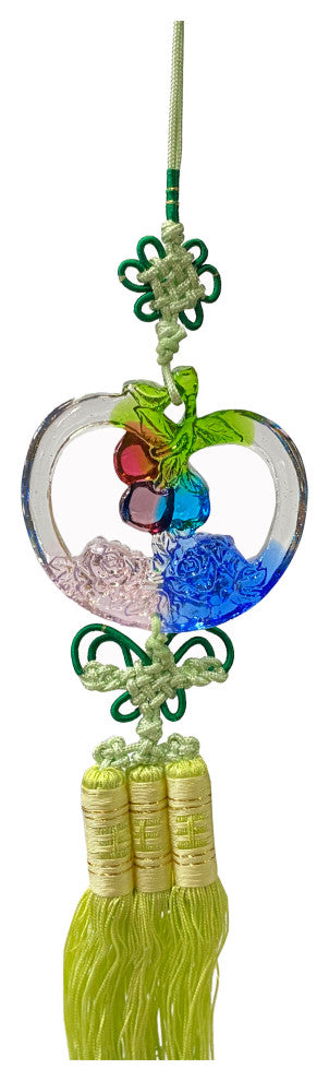 Crystal Glass Fengshui Fortune Mix Color Apple Shape Pendant Deco Tassel Hws2208