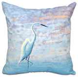 Egret, Animal Print Pillow, Blue, 16"x16"