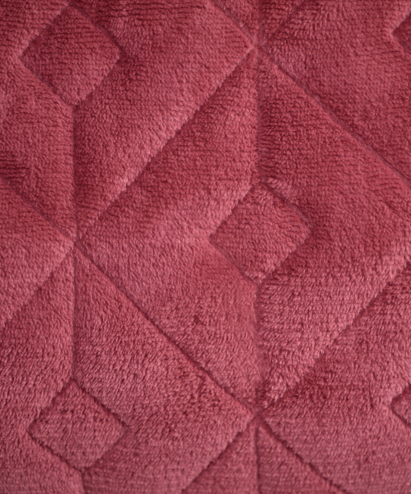 Diamond Square Quilted Coverlet 4-Piece Bedspread Set, Brick, King