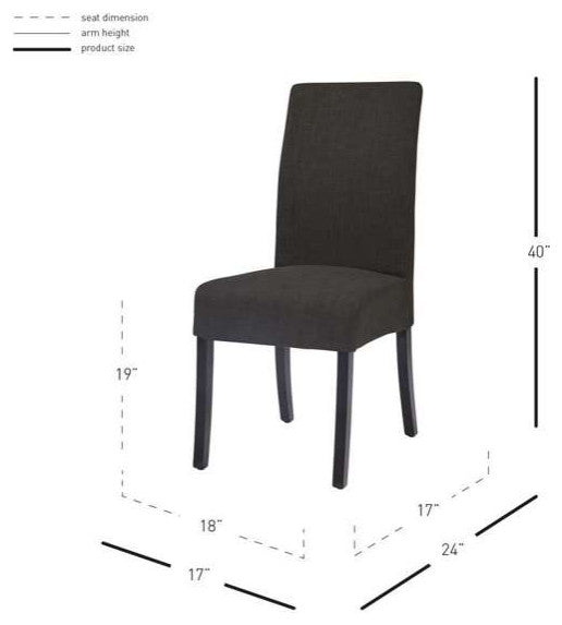 Valencia Dining Side Chair, Charcoal, Fabric
