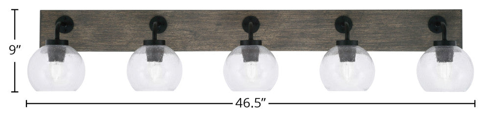 Oxbridge Bath Bar, Matte Black & Painted Distressed Metal,  5.75" Clear Bubble