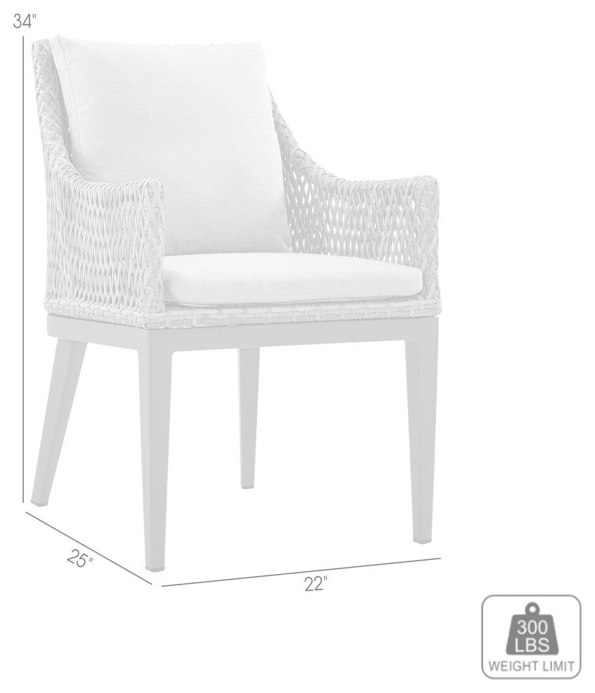 Grenada Outdoor Wicker and Aluminum Gray and Beige Dining Chair Set of 2