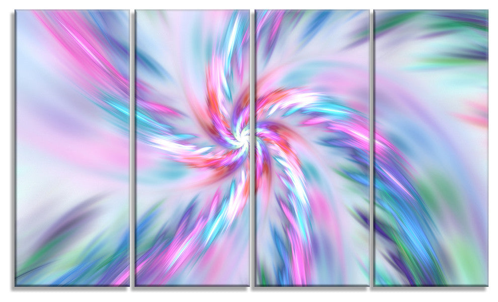 Exotic Light Blue Flower Petal Dance, Floral Canvas Art Print, 48"x28", 4 Panels