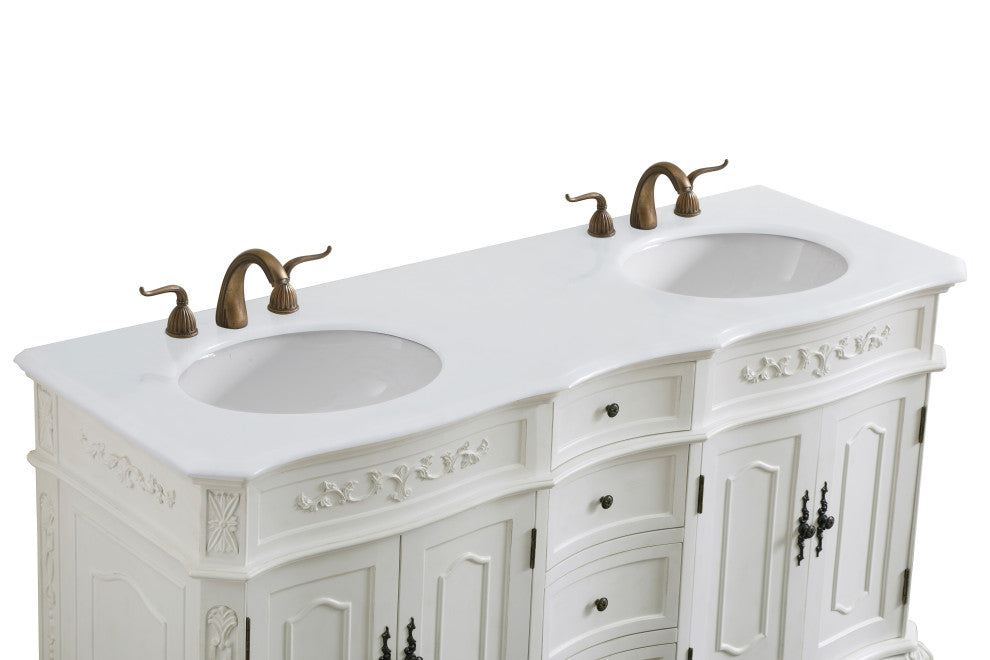 Bathroom Vanity, Antique White, 60", Double Sink