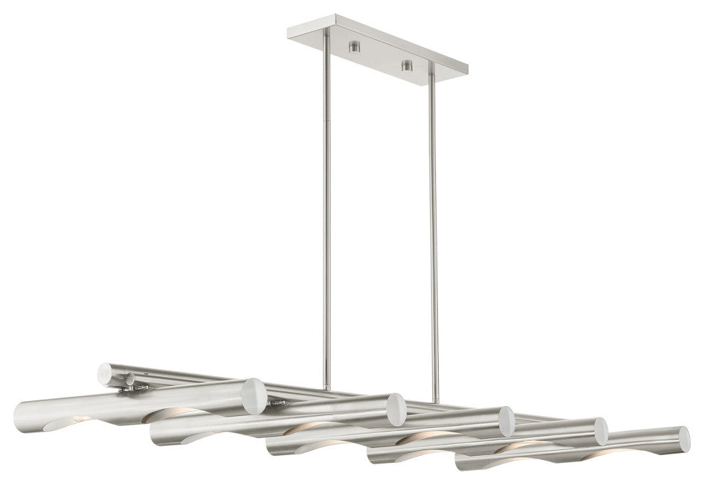 Brushed Nickel Contemporary, Minimal, Industrial, Urban, Sleek Linear Chandelier