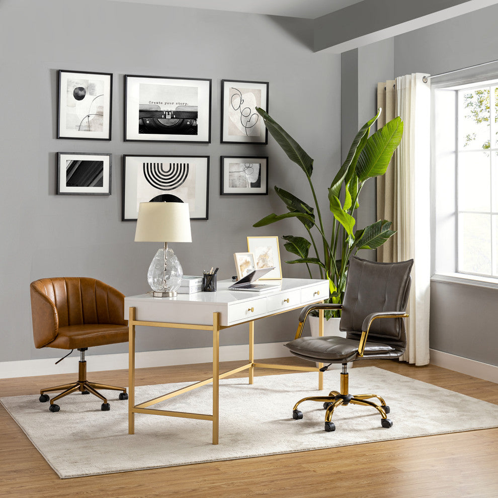 Modern Task Chair Office Swivel Chair with Tufed Back, Gray