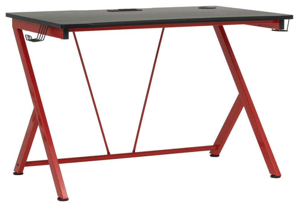 Quest PC Gaming Computer Desk with Charging Station, Cup and Headphone Holder