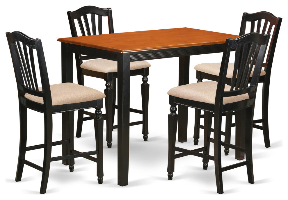 5 Pc Dining Counter Height Set - Kitchen Dinette Table, 4 Counter Height Stool