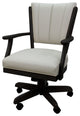 Dining Solid Wood Caster Chair on Wheels Classic, Ocean Beige Vinyl Black