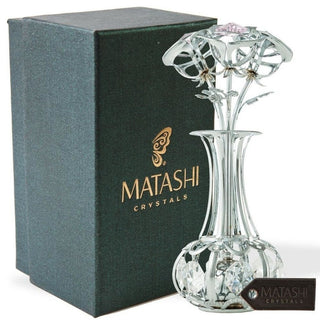 Chrome Plated Silver Flowers Bouquet and Vase