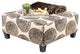 Fabric And Wooden Ottoman with Square Design, Brown