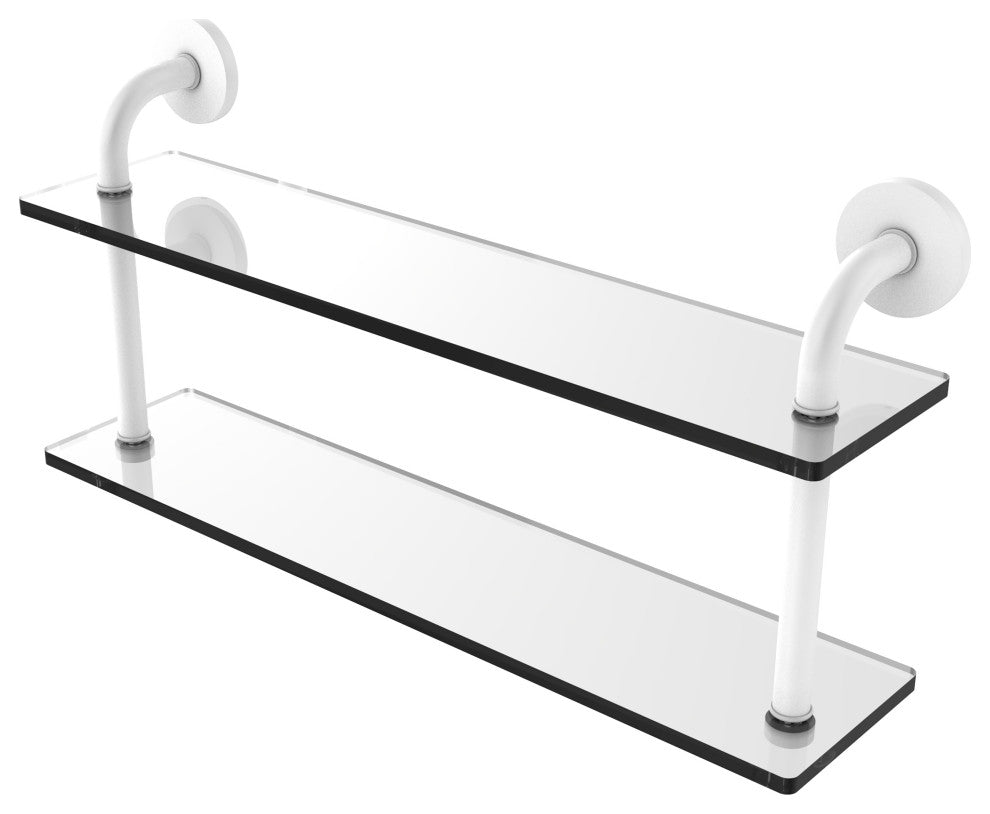 Remi 22" Two Tiered Glass Shelf, Matte White