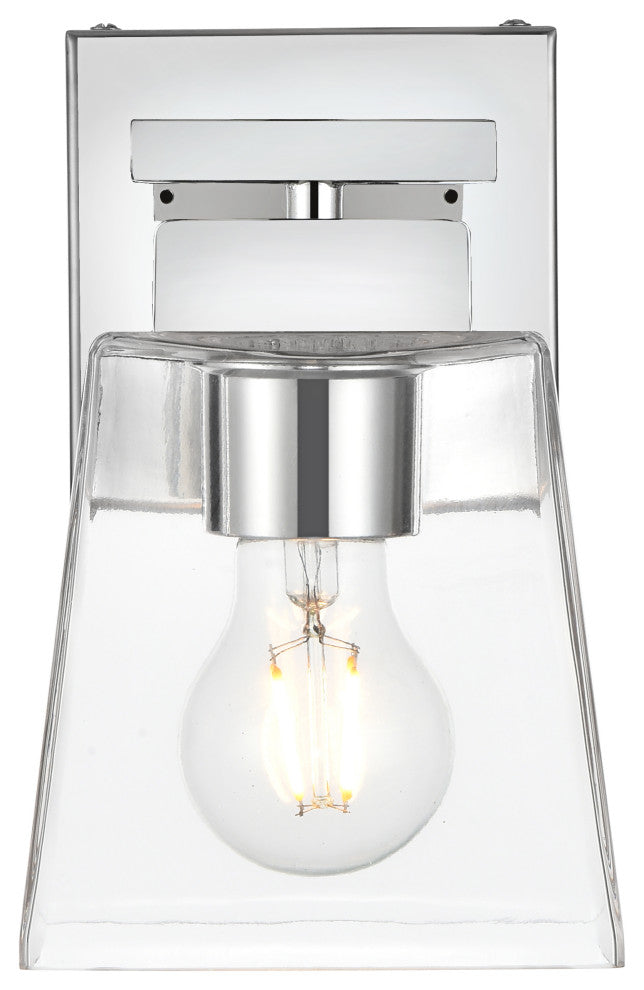 1 Light Chrome And Clear Bath Sconce