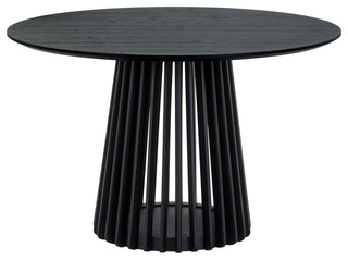 Pasadena Apache 6-Piece Round Dining Set, Buffet, Black Oak Finish Faux Leather