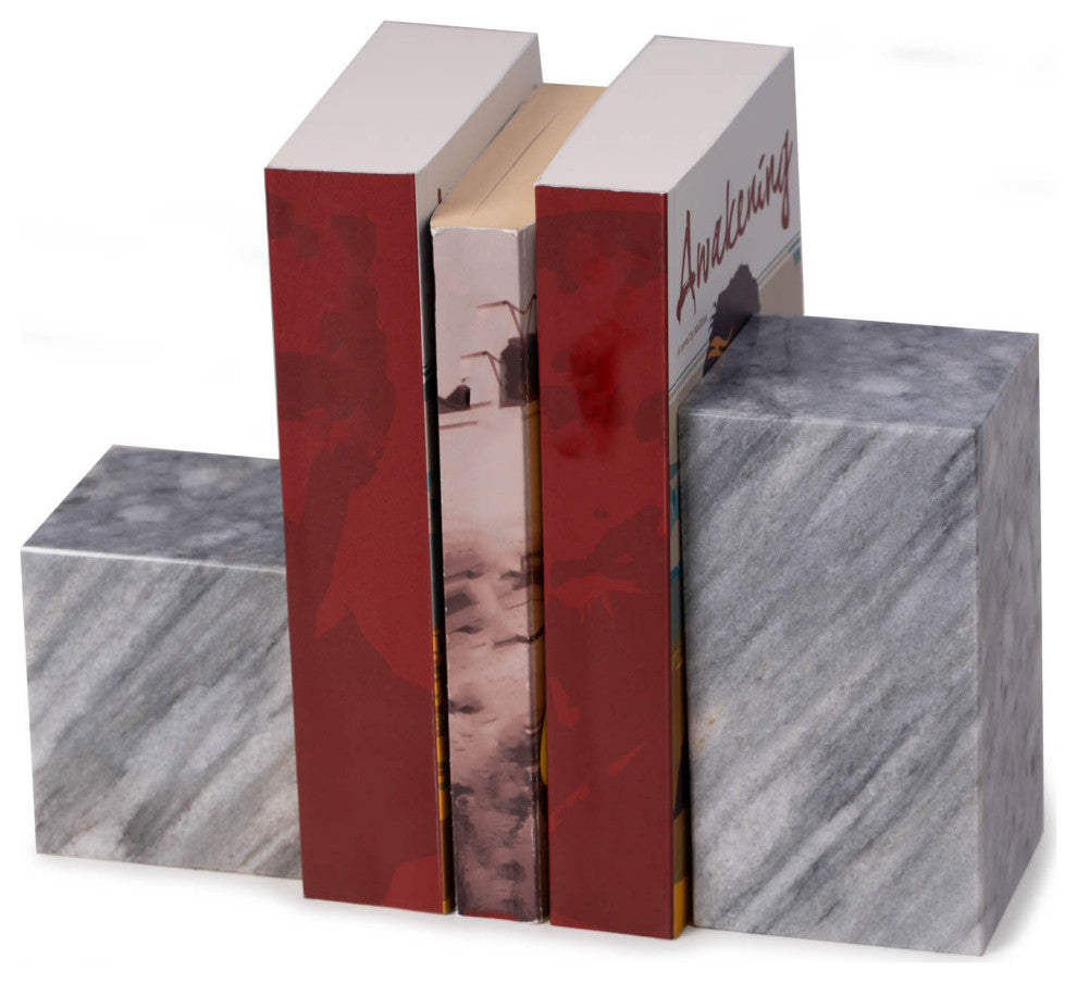 Gray Marble Cube Design Bookends