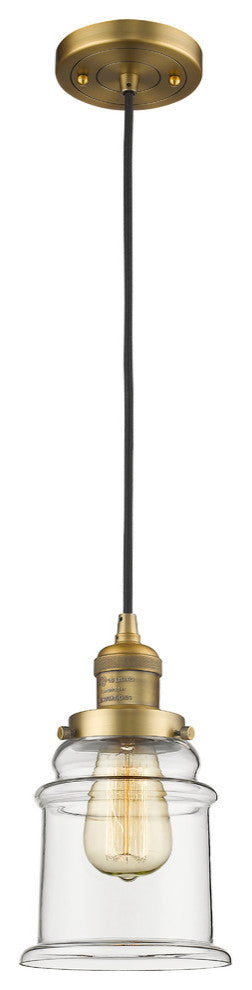 Canton 1-Light LED Mini Pendant, Brushed Brass, Glass: Clear