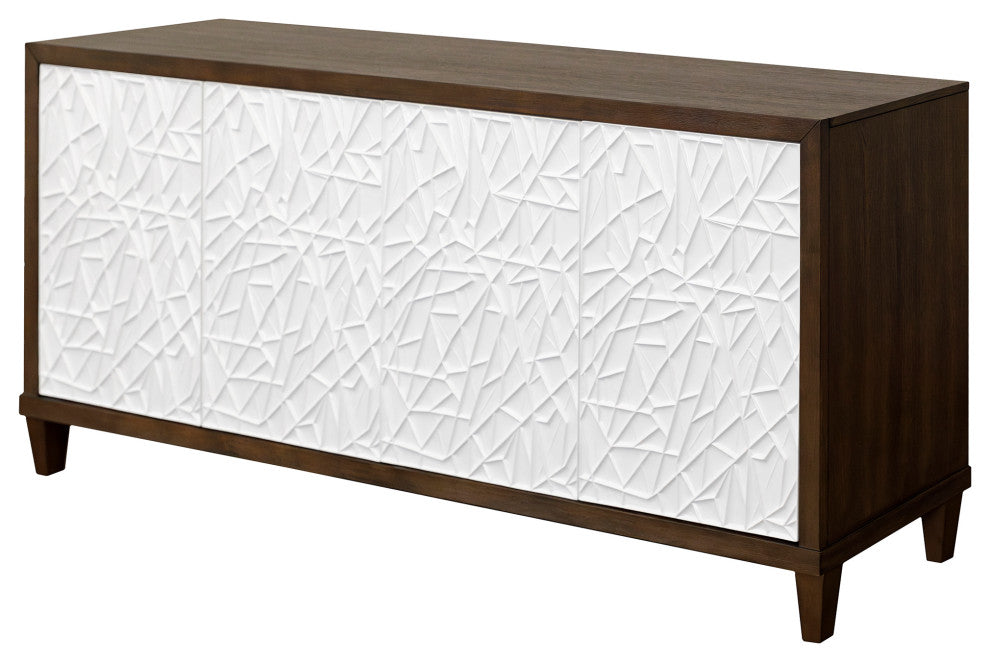 Modern Wood 70" Console With With doors, TV Stand, Fully Assembled, Brown