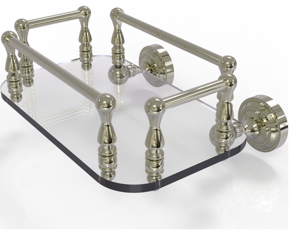 Dottingham Wall Mounted Glass Guest Towel Tray, Polished Nickel