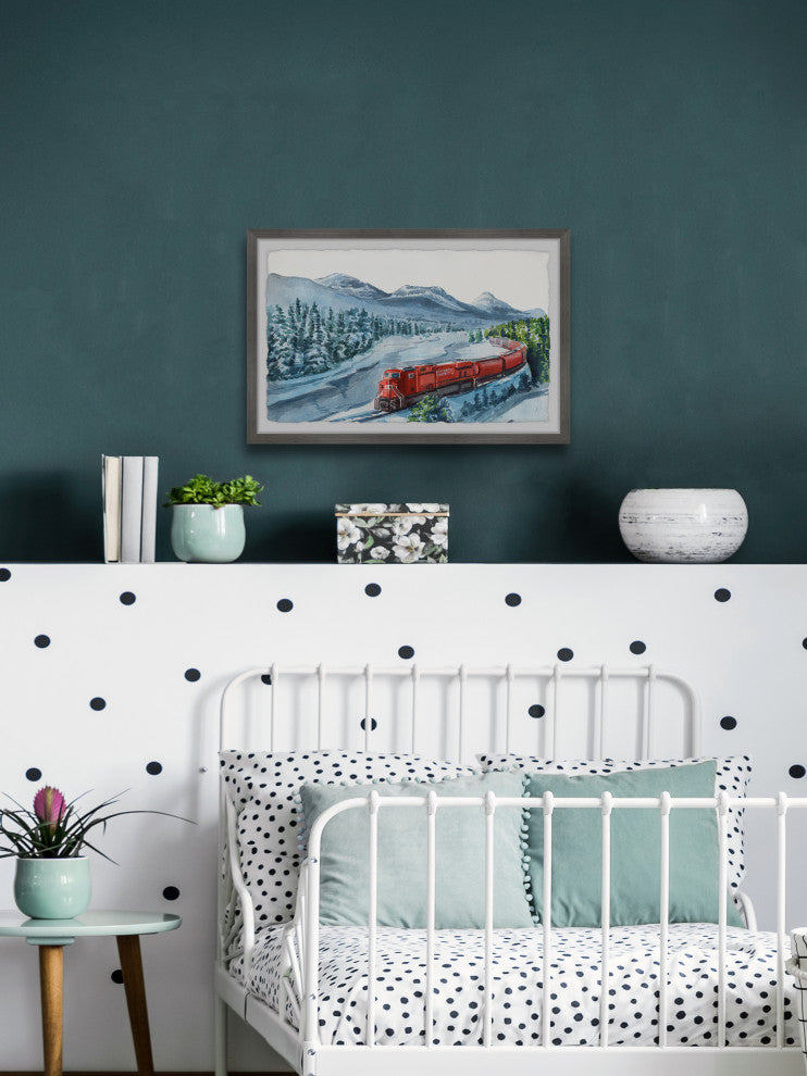 "Train Ride to Yukon" Framed Painting Print, 12x8
