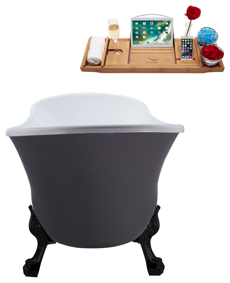 55" Streamline N359BL-IN-BL Clawfoot Tub and Tray With Internal Drain