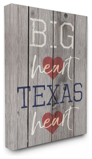 'Big Heart Texas Heart', Stretched Canvas, 24"x1.5"x30"