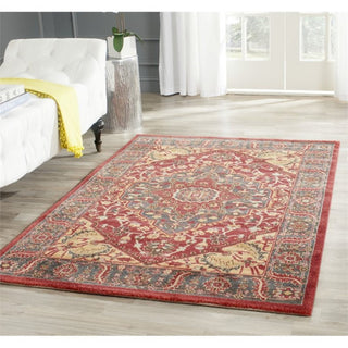 Safavieh Mahal 3' X 5' Power Loomed Polypropylene Rug in Navy and Red