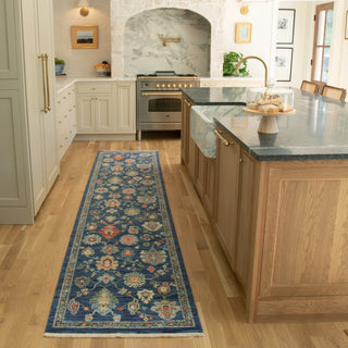 Leoness Vintage Traditional Blue/ Multi Area Rug, 2'6" x 12'