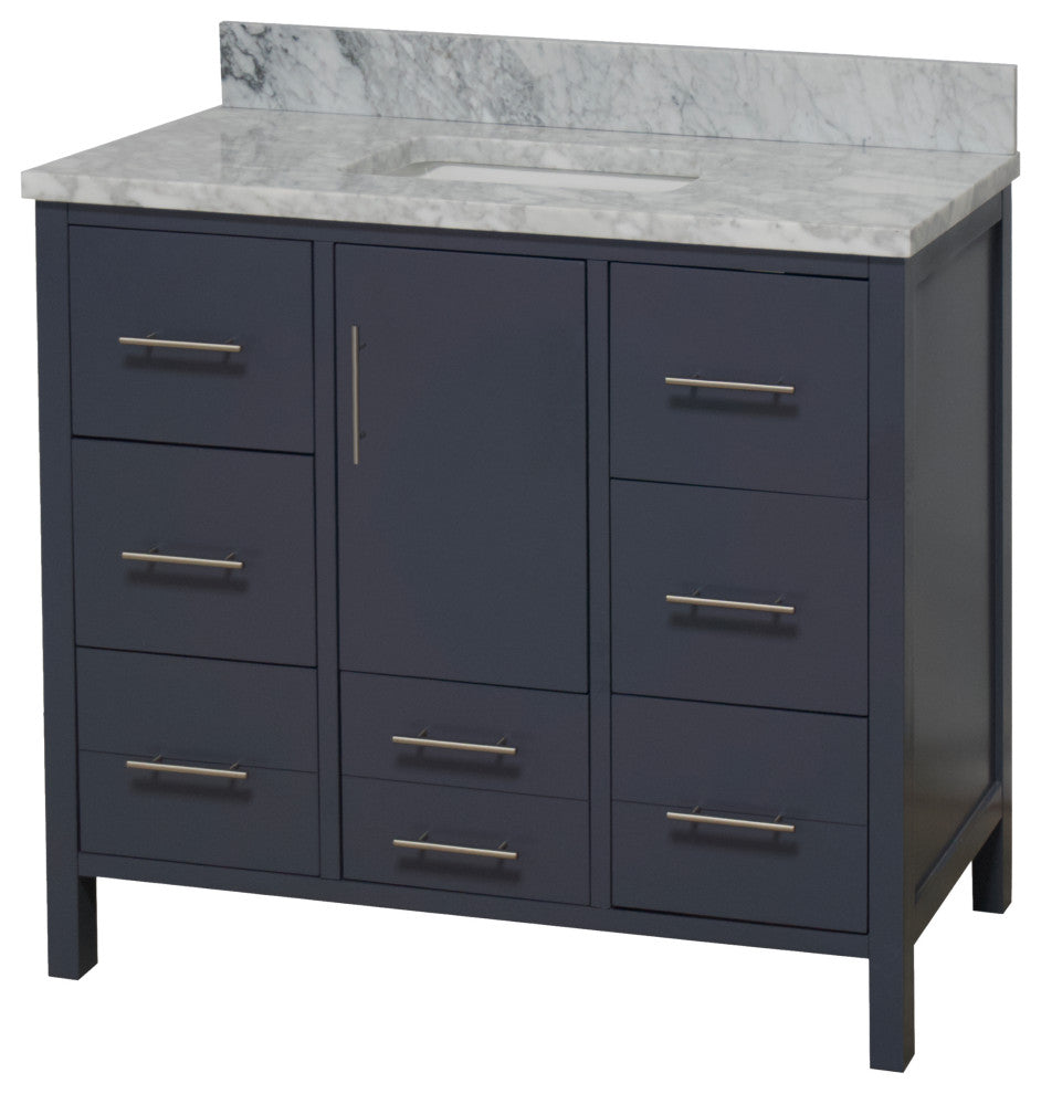California 42" Bathroom Vanity, Marine Gray, Carrara Marble