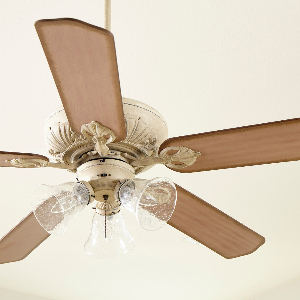 Chateaux 52" Uni Ceiling Fan, Persian White With Clear Seeded Glass