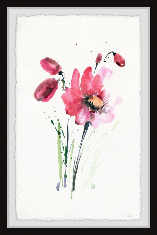 "Blooming Pink Smudge" Framed Painting Print, 16"x24"