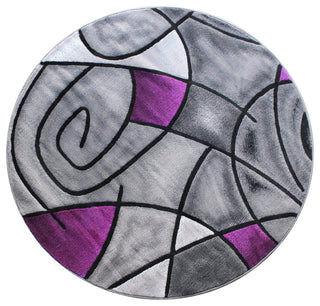 Jubilee Collection Modern Abstract Pattern Area Rug, Purple, 5' X 5'