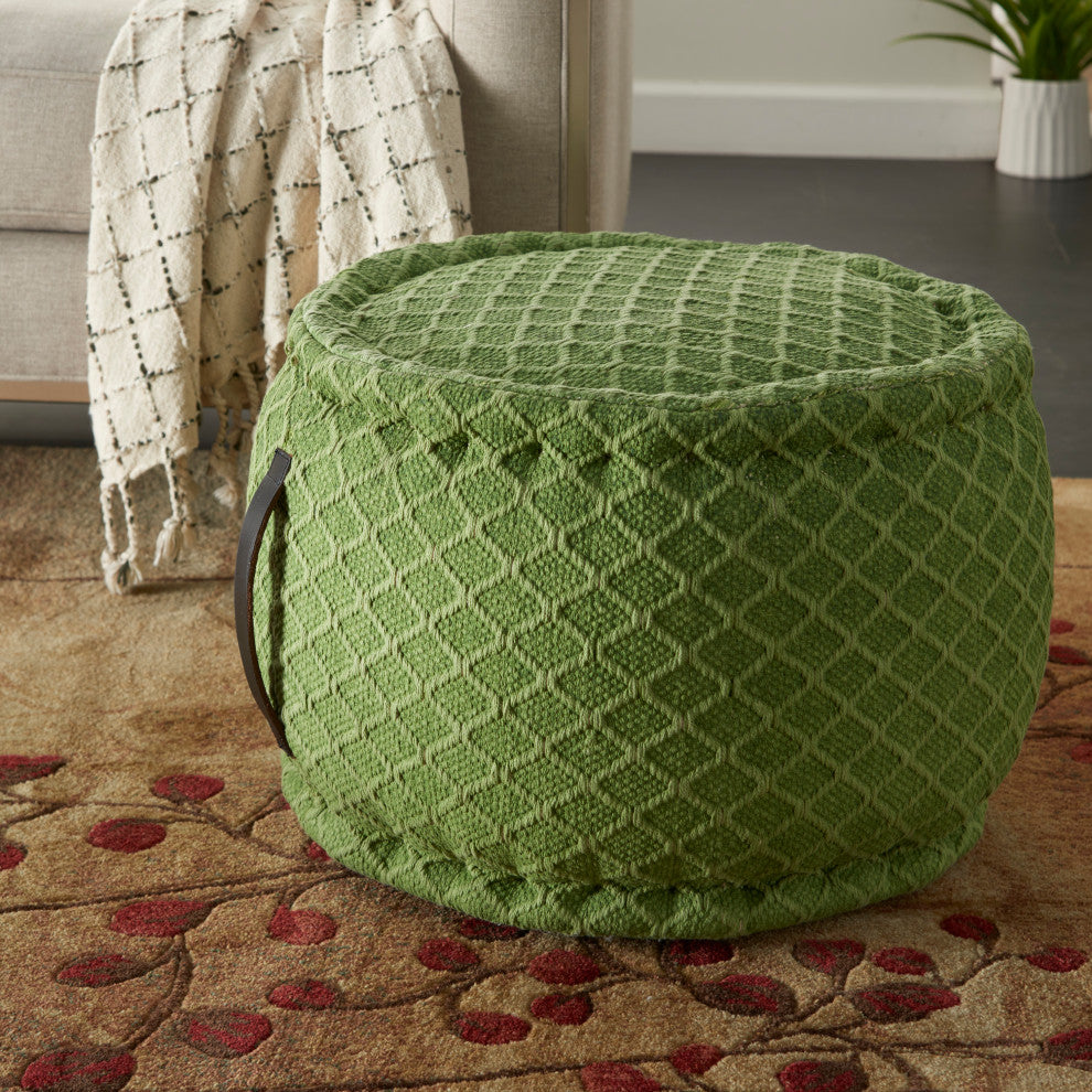 Mina Victory AS696 Pouf, Green, 20" x 20" x 12"