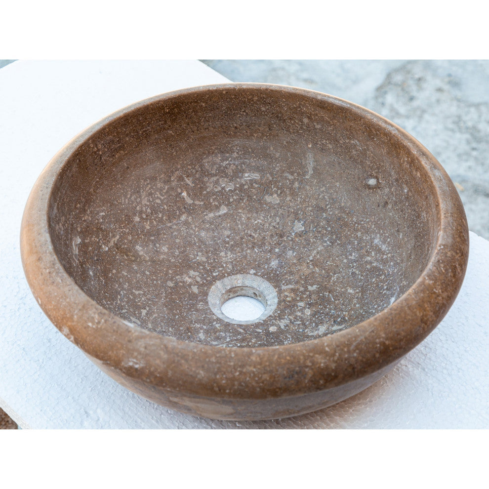 Noce Brown Travertine Natural Stone Drop-in Sink Honed and Filled (D)16" (H)6"