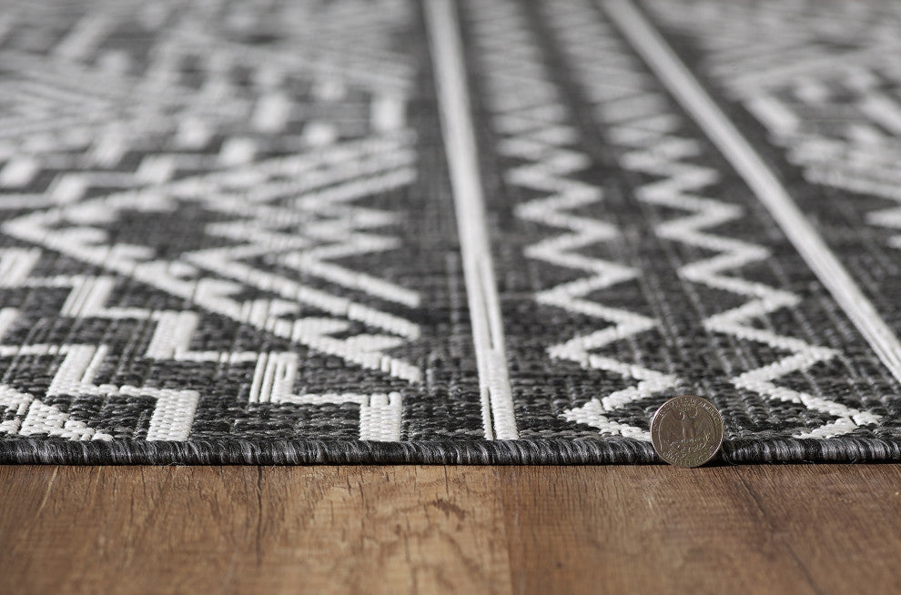 Provo Quinn Indoor/Outdoor Coastal Area Rug, Black, 7'10 X 10'10