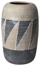 15" Brown And Gray Geometric Tribal Ceramic Table Vase