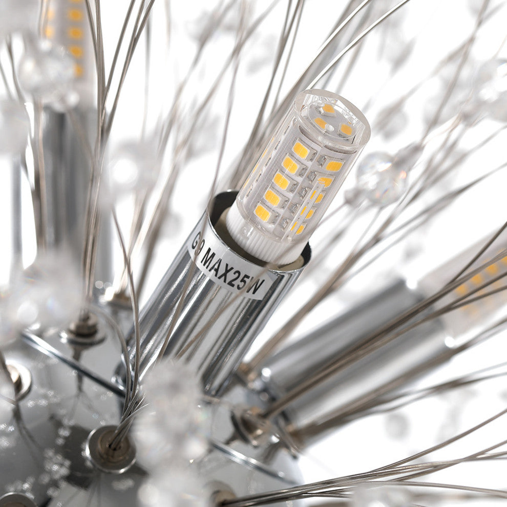 Modern Crystal Firework Sputnik Chandelier, Chrome, 9 Light