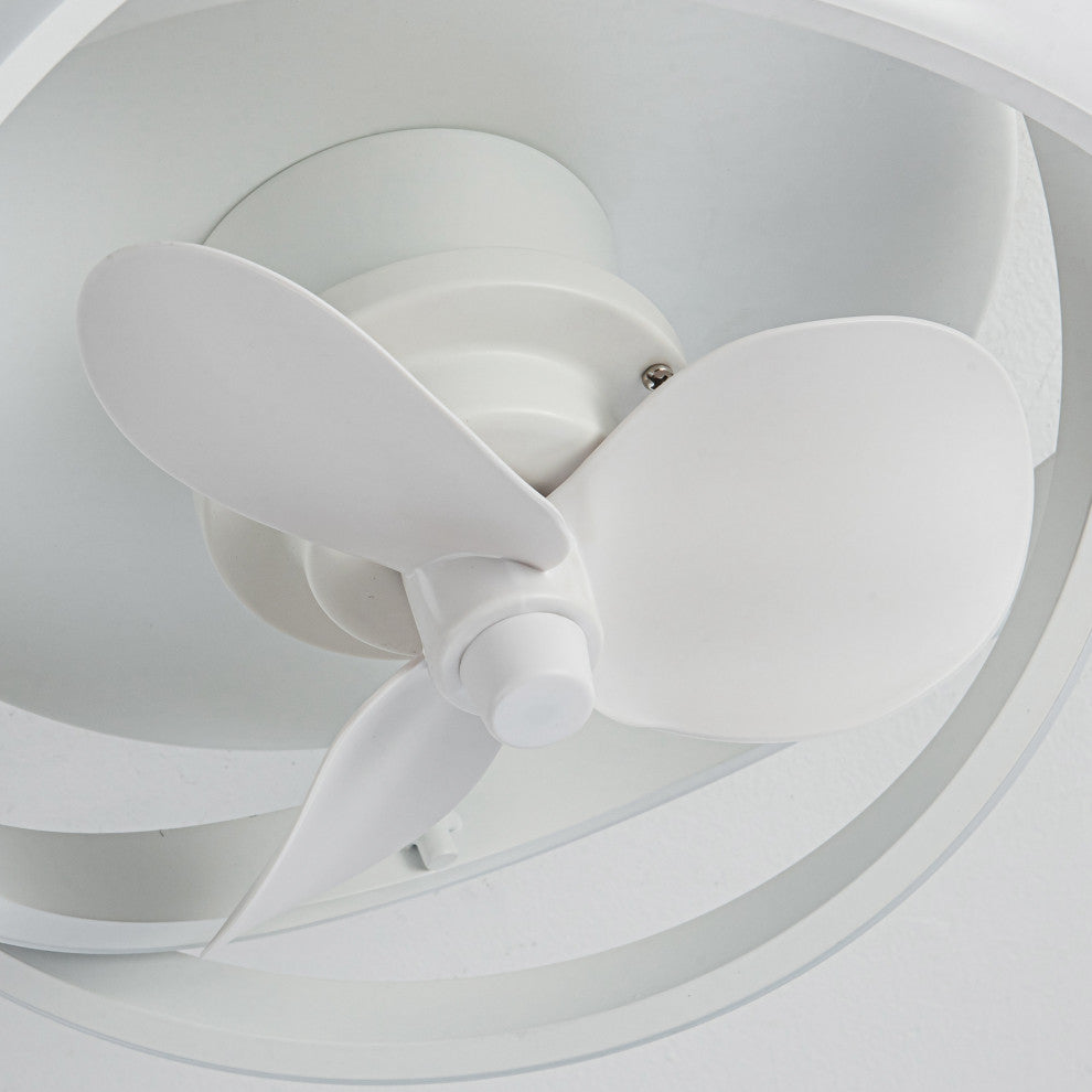 12.5-inch Modern White Small LED Flush Mount Ceiling Fan