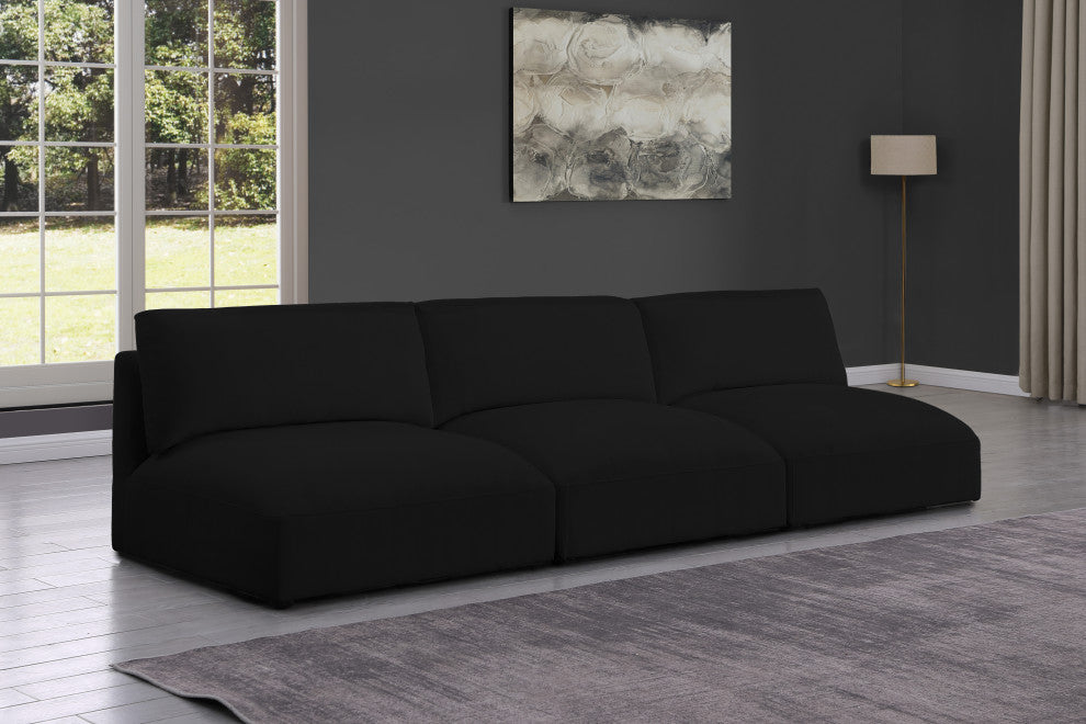 Ease Fabric Upholstered Modular Sofa, Black