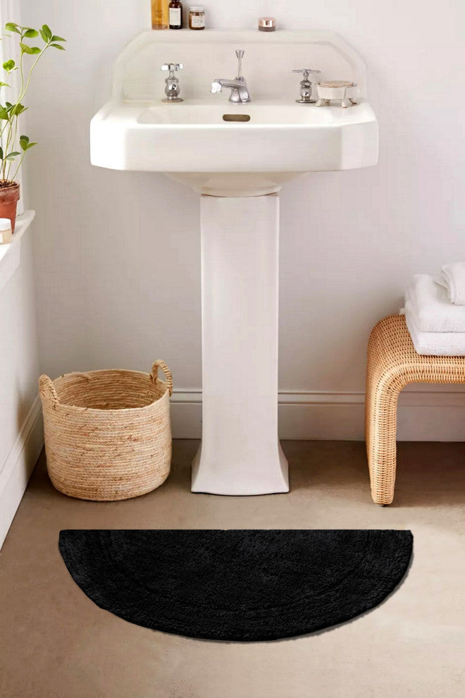 Waterford Absorbent Cotton and Machine washable Slice Rug, Black