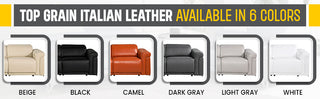 Giovanni 7-Piece 4-Power Reclining Italian Leather Sectional, Light Gray