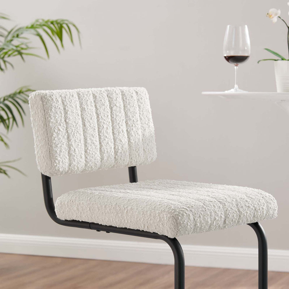 Parity Boucle Bar Stools, Set of 2, Black Ivory