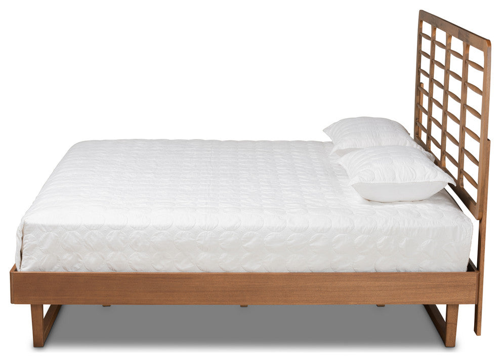 Lucie Walnut Brown Finished Wood King Size Platform Bed