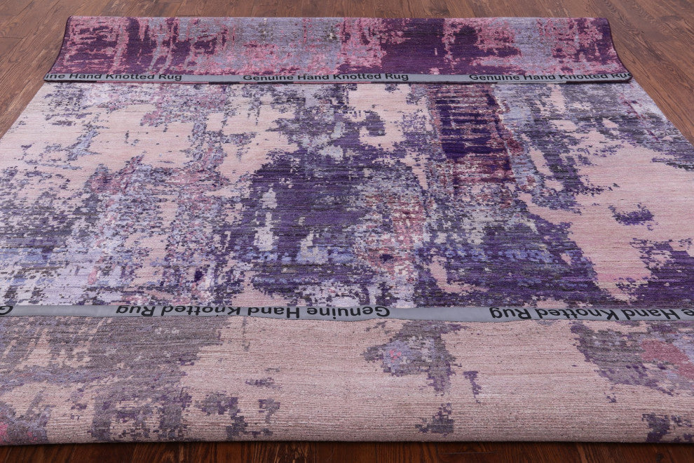 8' 1" X 10' 0" Wool and Silk Modern Handmade Rug Q7213