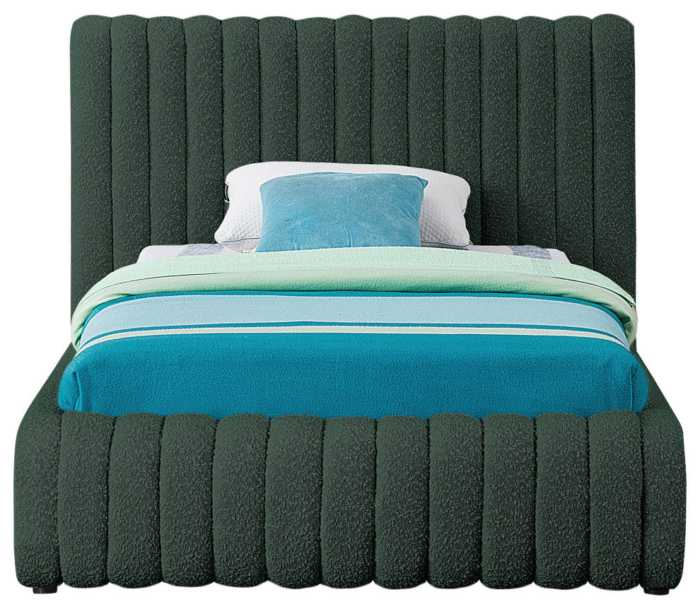 Nash Boucle Fabric Upholstered Bed, Green, Twin