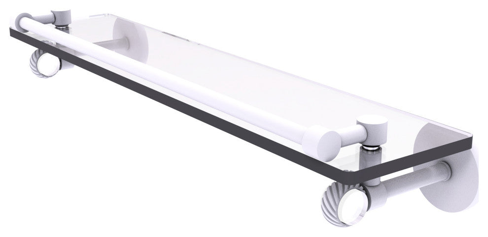 Clearview 22" Gallery Rail Glass Shelf with Twisted Accents, Matte White