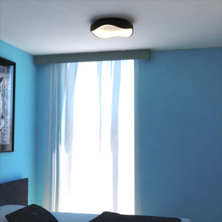 Bowen 1-Light Textured Black Modern Round LED Flush Mount Fixture, White Shade